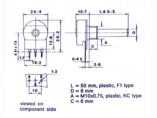 Potmeter Mono LOG 2K2