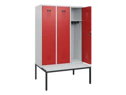 locker met bank,HxBxD 1950x1200x815mm,3vak,vak B 400mm,cilinderslot