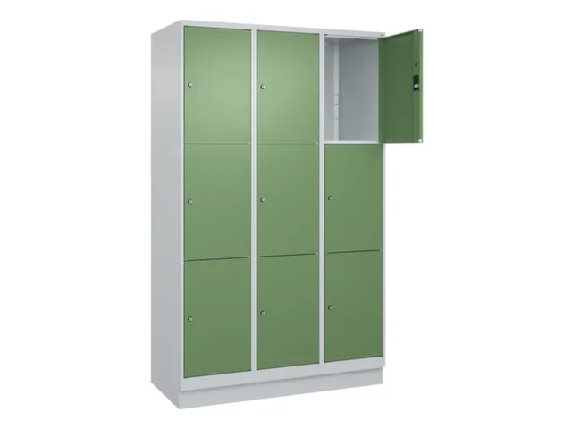 lockerkast,HxBxD 1950x1200x500mm,3x3vakken,vak B 400mm,cil.-slot