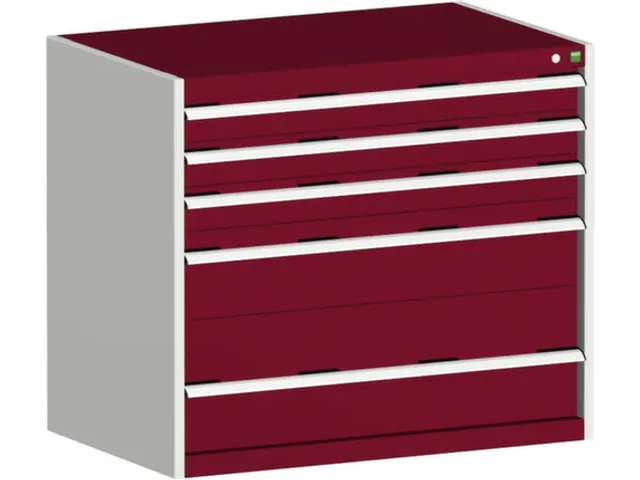 ladekast HxBxD 900x1050x650mm 5 laden romp Ral7035 front Ral3004 staal