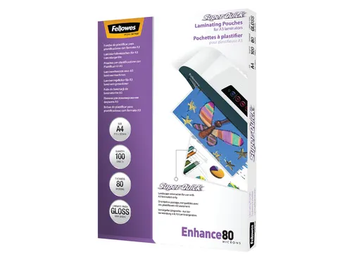Lamineerhoes Fellowes Superquick A4 80 Micron glanzend