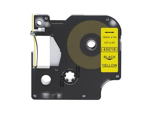 Labeltape Dymo Compatible 45018 D1 12mmx7m Zwart Op Geel
