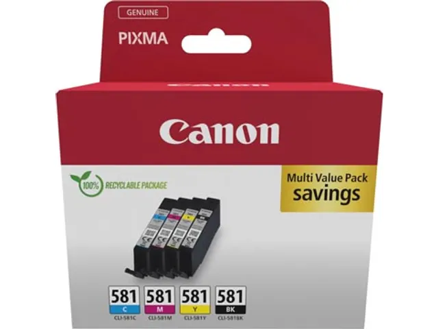 inktcartridge CLI-581, 200 - 250 pagina's, OEM 2103C006, 4 kleuren