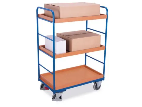 Etagewagen 250kg 1000x600mm H 1530mm 3 Etages Hout Ral5010