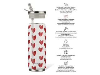 Thermosbeker Les Artistes Paris blik 500ml Heart met rietje - 2