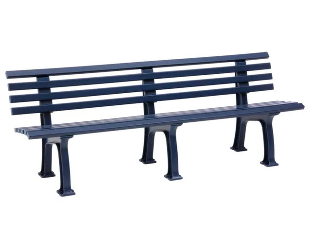 Kunststofbank 740x2000x380mm Zit H 440mm 9 Latten 3 Pootstellen Blauw