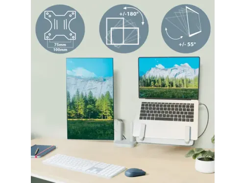 Monitor en laptoparm 2 Schermen Leitz Ergo grijs