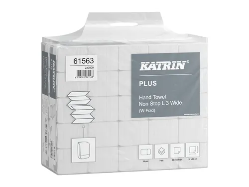 Handdoek Katrin Plus w-vouw 3-laags 240x320mm 25x90 vel wit 61563