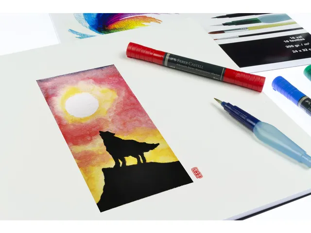 Blok aquarelpapier Kangaro A2 300g 12 vel roomwit 3 zijden verlijmd