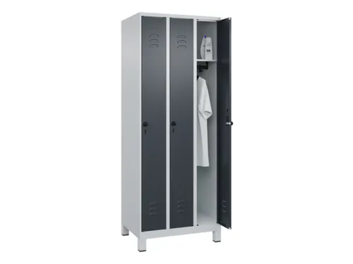 locker,HxBxD 1950x750x500mm,3vak,vak B 250mm,draaigrendel,voeten
