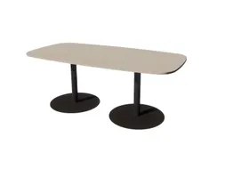 Linesto vergadertafel 200x100 deens ovaal lichtgrijs 25mm zwart