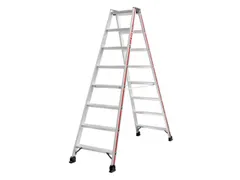 trapladder,beide zijden,2x8treden,Stand H 1,34m,balk L 2,02m,aluminium