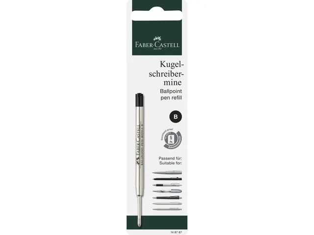 Vulling Faber-Castell Hexo balpen, B, Zwart op blisterkaart