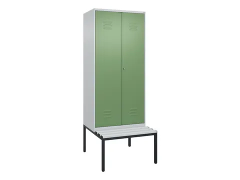 PBM-locker met bank,HxBxD 2120x800x815mm,2vak,vak B 400mm,cil.-slot