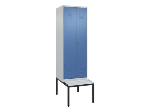 PBM-locker met bank,HxBxD 2120x600x815mm,2vak,vak B 300mm,cil.-slot