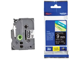 Labeltape Brother P-touch TZe-325 standaard 9mm wit op zwart