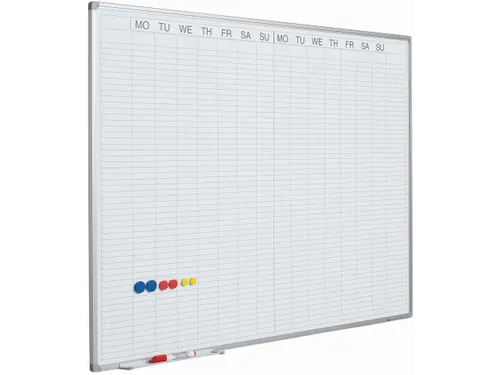 Planbord 90x120cm Softline profiel 8mm Dubbele week EN met dagenstrook