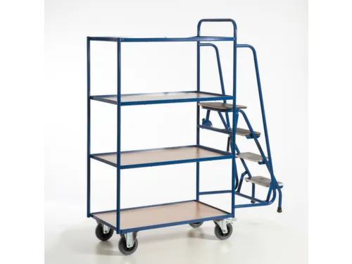 Orderverzamelwagen 990x590mm Totale H 1900mm 4 Etages Hout Ral5010