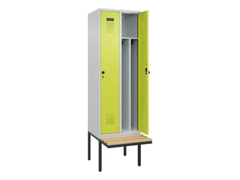 locker met bank,voor scheiding van kleding,HxBxD 2120x600x815mm,2vak
