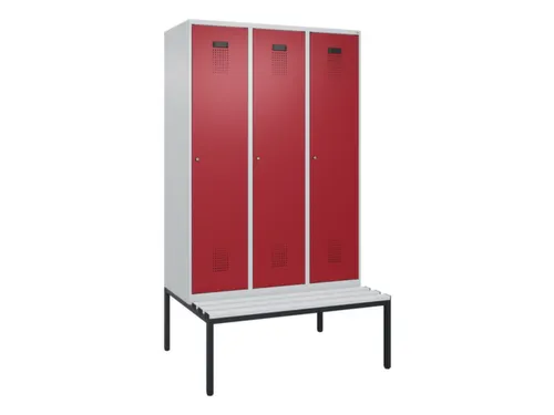 locker met bank,HxBxD 2120x1200x815mm,3vak,vak B 400mm,cilinderslot