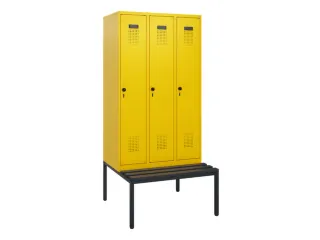 locker met bank,HxBxD 1950x900x815mm,3vak,vak B 300mm,draaigrendel - 2