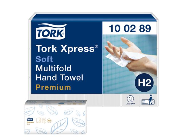 Tork Xpress Handdoek I-vouw 2-laags Wit 100289 21x150 Stuks | Vouwhanddoeken.nl