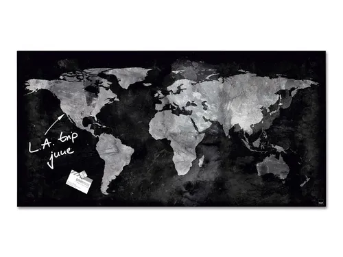 Glasmagneetbord Sigel Artverum 91x46cm Wereldkaart