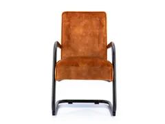 Luxe Vergaderstoel Dunton Cognac Velours Zwart Sledeframe