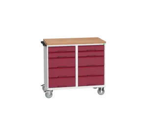 montagetafel 980x1050x600mm multiplexblad 10 laden duwbeugel RAL3004 - 1