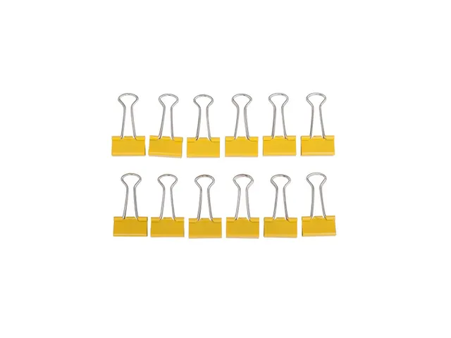 Papierklem Foldback mauly 214 Geel 19mm 12 Stuks