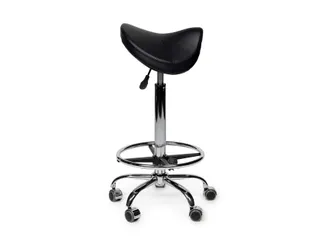 Zadelkruk Office Premium hoog met voetring harde wielen zw - 3