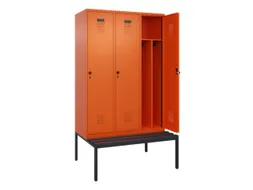 locker met bank,voor scheiding van kleding,HxBxD 2120x1200x815mm,3vak