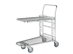 Ruimtebesparende Wagen,Draagverm. 300Kg,Stalen Schorenplaat,Duwbeugel