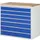 ladekast 1035x1145x650mm 7laden cilinderslot RAL7035 RAL5010 beuken