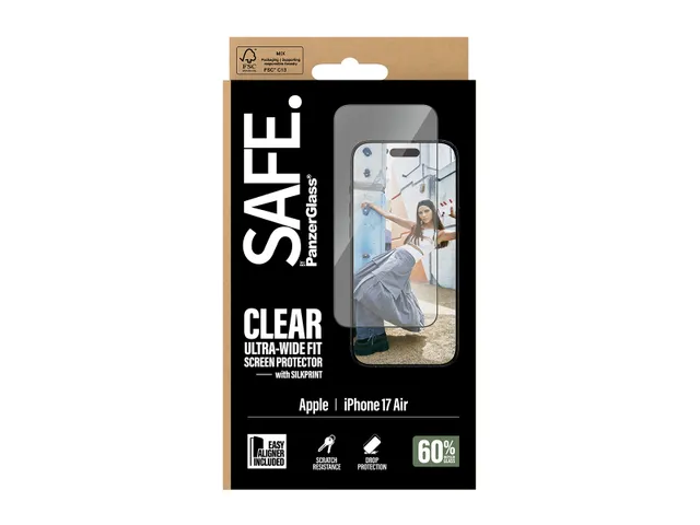 PanzerGlass SAFE. by Screen Protector w. Black Frame iPhone Air | U