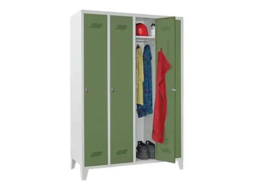lockerkast,HxBxD 1850x1200x500mm,4vak,RAL7035,front RAL6011