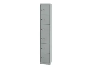 lockerkast,HxBxD 1802x305x305mm,6vakken,cil.-slot,romp zilverkleurig - 2