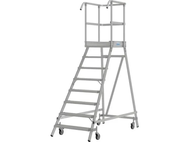 bordestrap,verrijdbaar,bordes H 1,95m,8treden,aluminium,4zwenkwielen