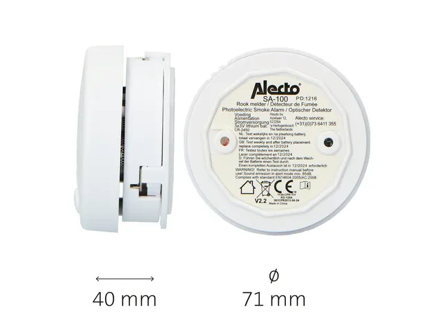 Rookmelder Alecto mini 2 stuks wit