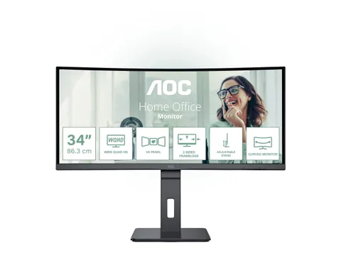 AOC 34 Inch Monitor UltraWide Quad HD LED Zwart