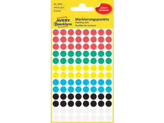 Etiket Avery Zweckform 3090 Rond 8mm Assorti 416stuks - 3