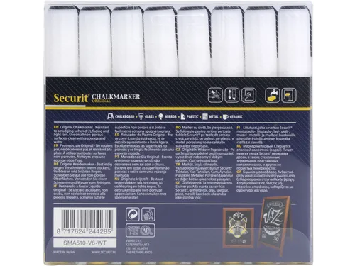Krijtstift Securit SMA-510 Schuin 2-6mm Wit 8 Stuks