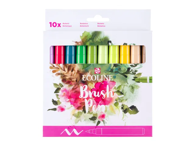 Brushpen Talens Ecoline set botanisch blister à 10 stuks assorti