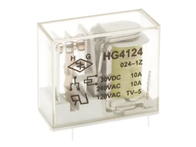 Verticaal Relais 10A/30VDC-220VAC 1 x Wissel 24VDC