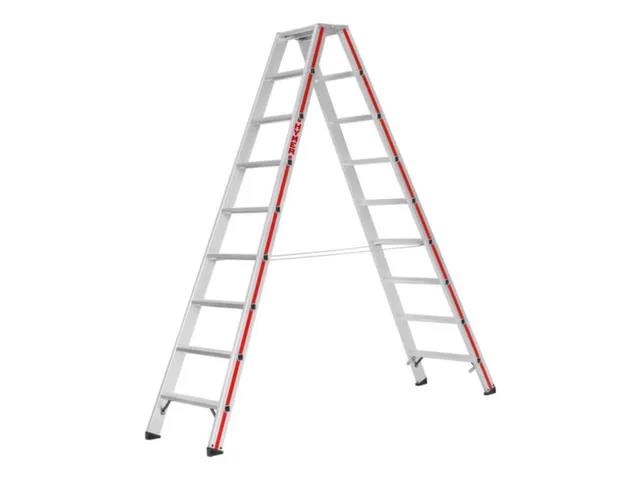 escabeau industriel,double face,2x9marches,Hauteur 1,61m,lisse L 2,28m