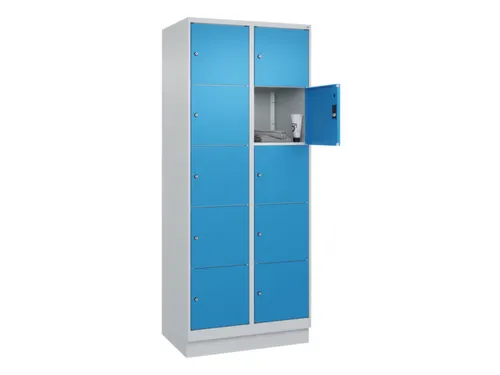 lockerkast,HxBxD 1950x800x500mm,2x5vakken,vak B 400mm,cil.-slot,sokkel