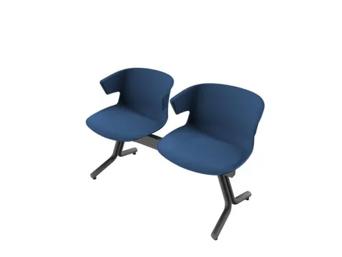 Wachtkamerbank 2Zittingen Kunststof Kuipen Blauw Frame Antraciet