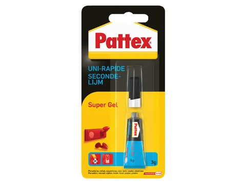 Secondelijm Pattex super gel tube 3gram op blister