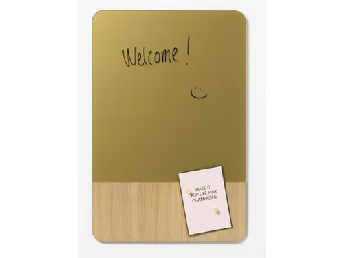 Glasmagneetbord Naga 40x60cm goud/eiken afgeronde hoeken