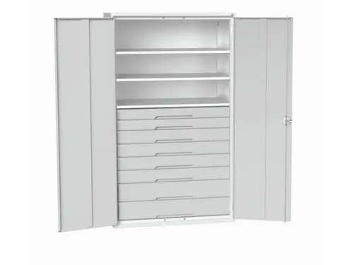 universele kast,HxBxD 2000x1300x550mm,3xStalen bodem,8lade(n)